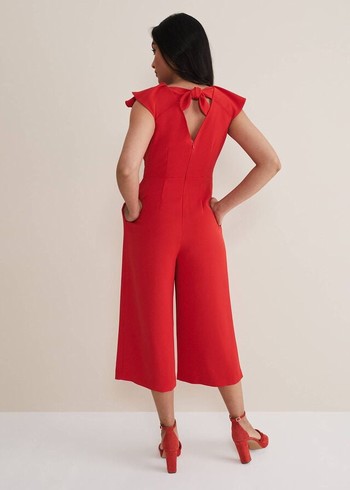 Phase Eight Petite Nicky Ruffle Jumpsuit Red Australia | VF7635120